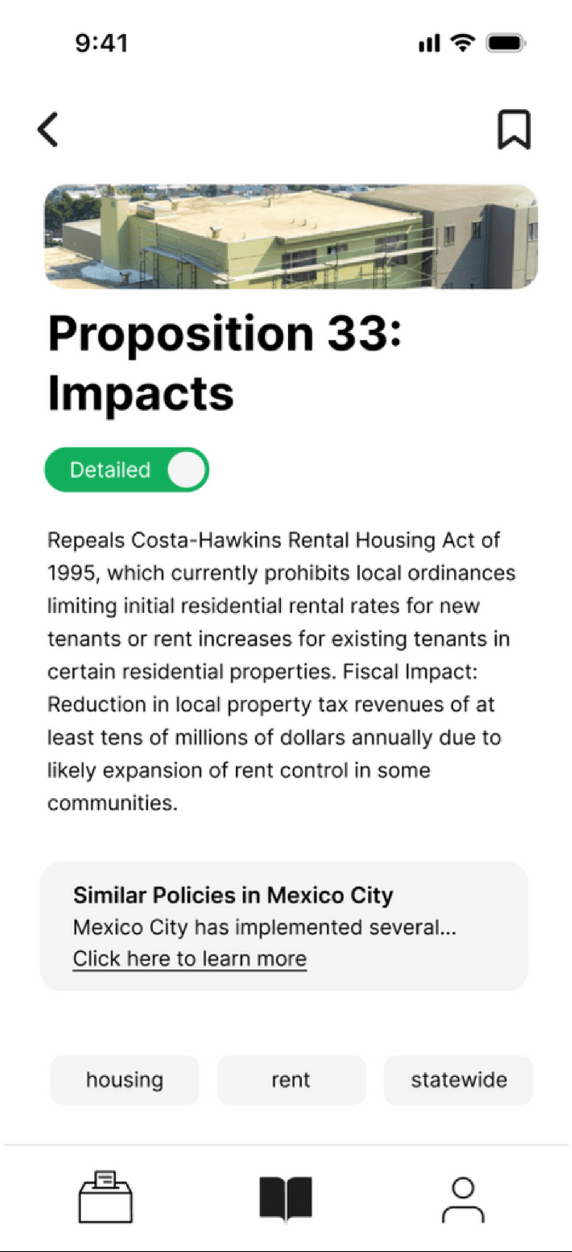 The same article in the detailed view