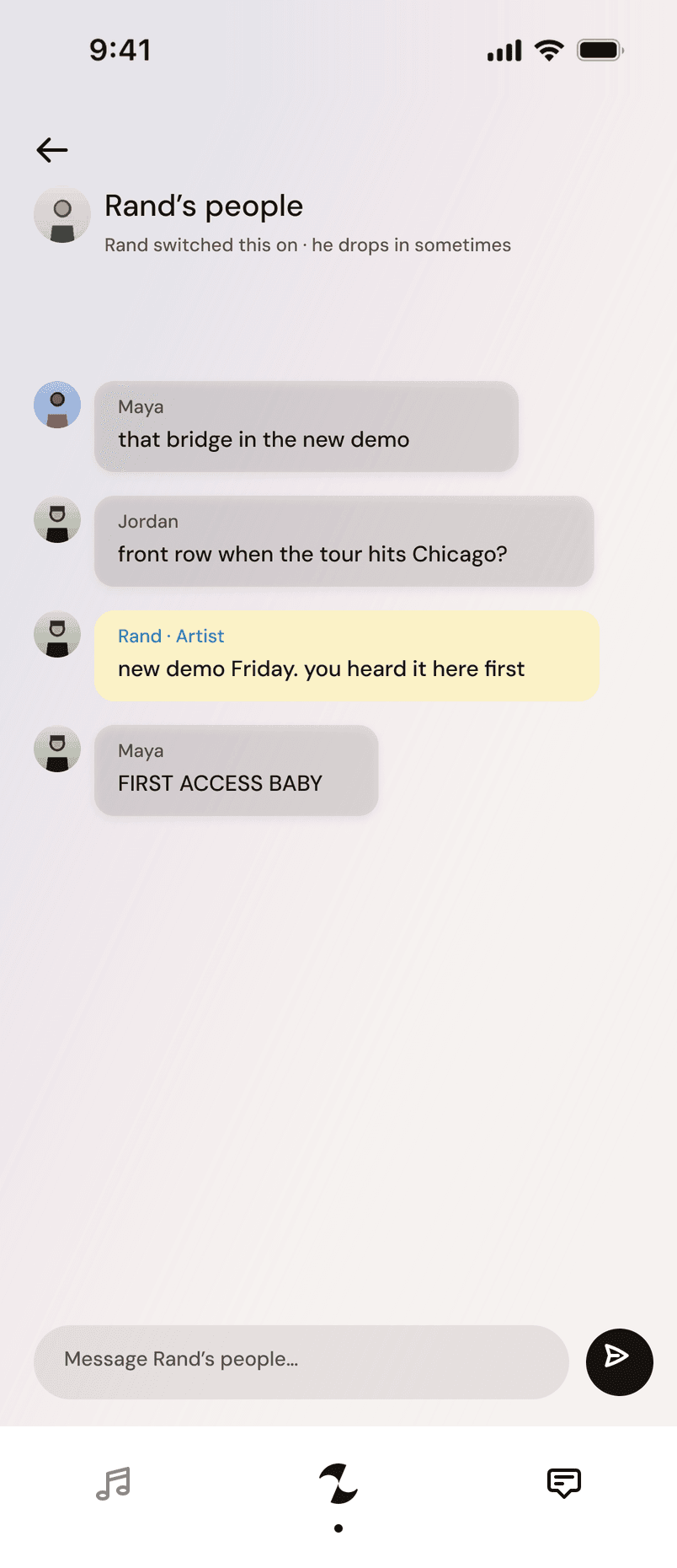 ZuZu community chat between fans and the artist